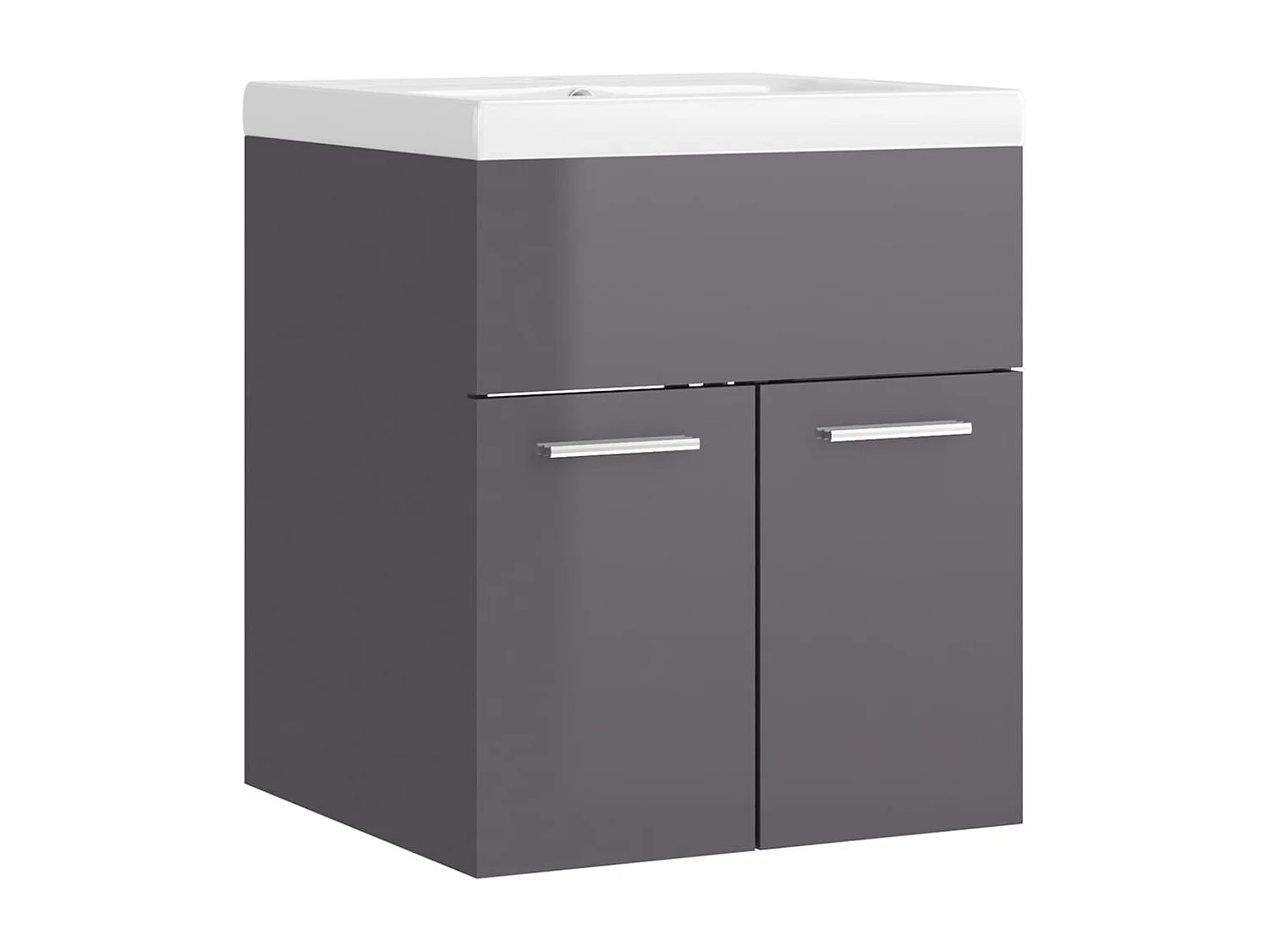 Armoire d'évier avec lavabo intégré Gris brillant Aggloméré