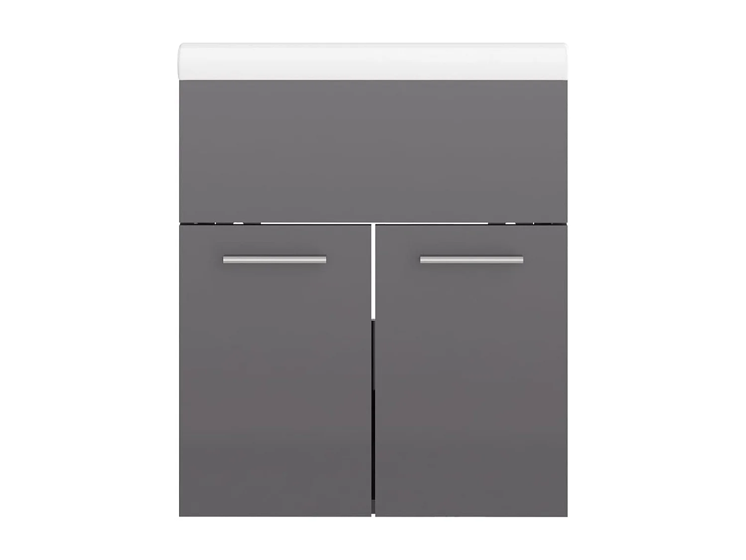 Armoire d'évier avec lavabo intégré Gris brillant Aggloméré