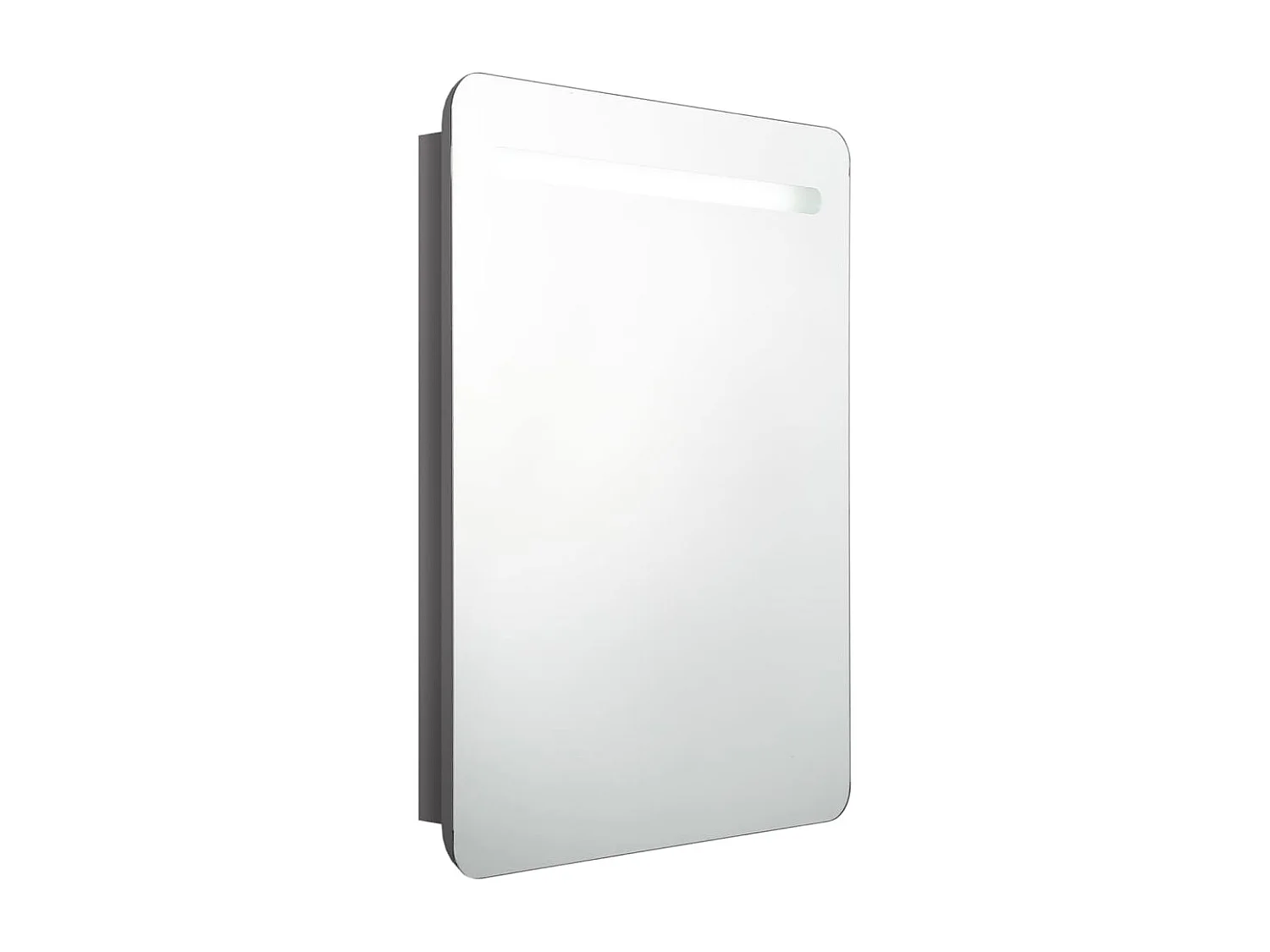 Armoire de salle de bain à miroir LED gris brillant 60x11x80 cm