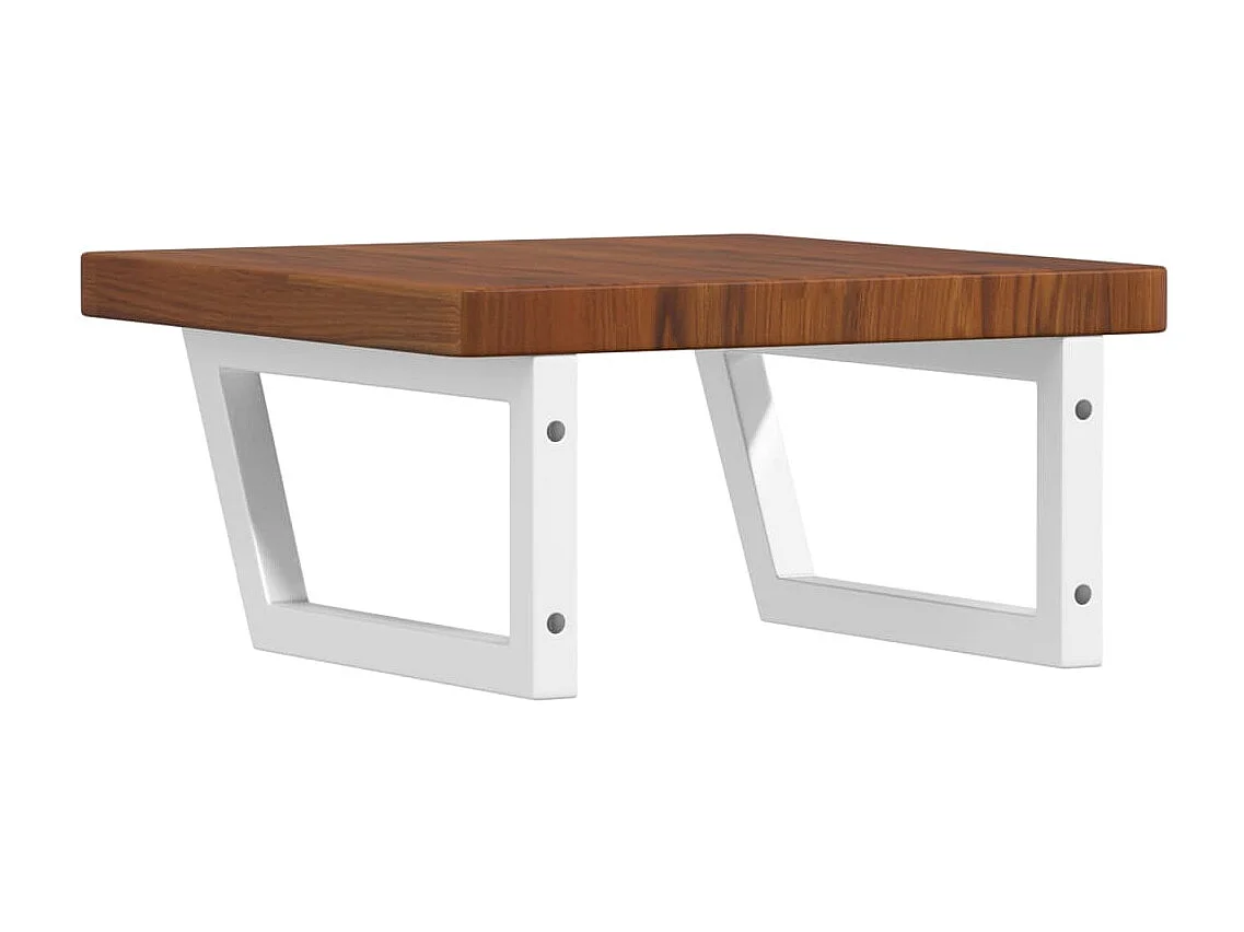 Ripiano a Parete per Lavabo in Acciaio e Massello di Rovere