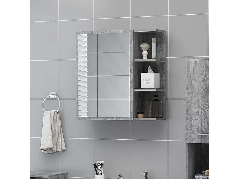 Mobile da Bagno a Specchio Grigio Sonoma 62,5x20,5x64 cm Legno
