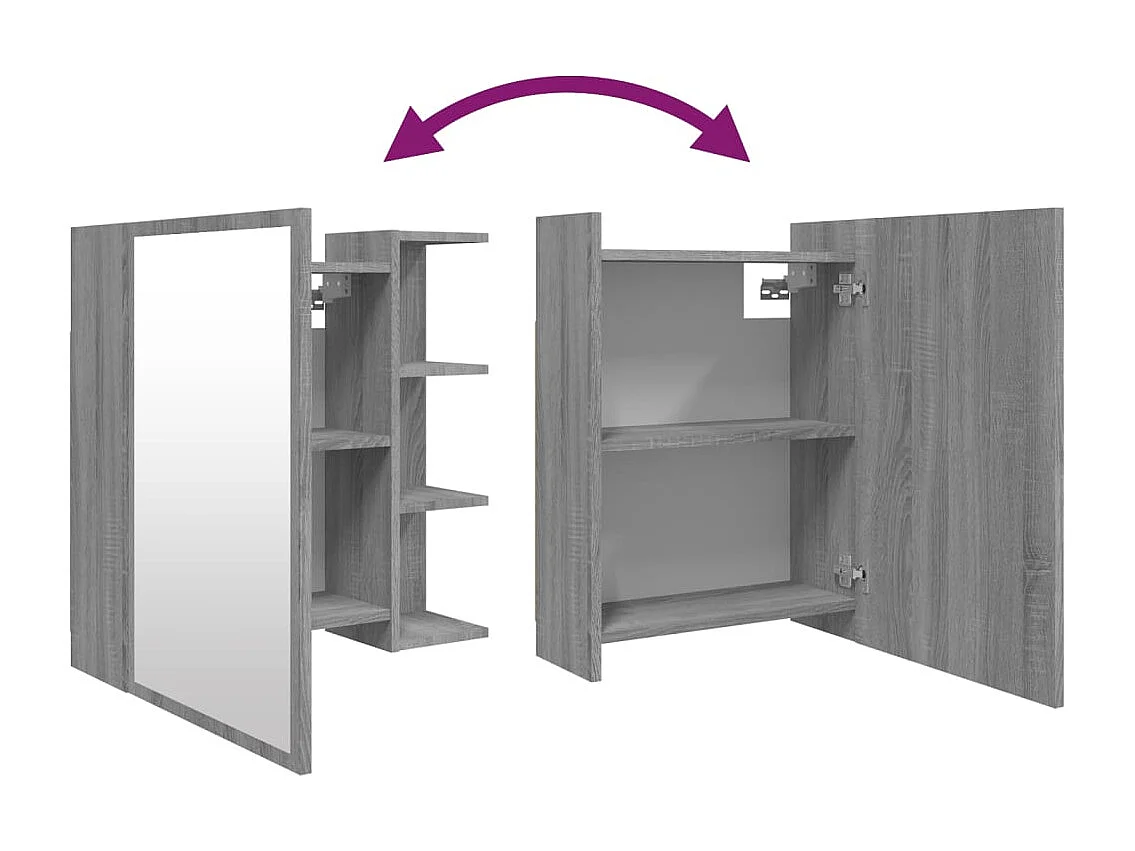 Armoire à miroir de salle de bain Sonoma gris 62,5x20,5x64 cm