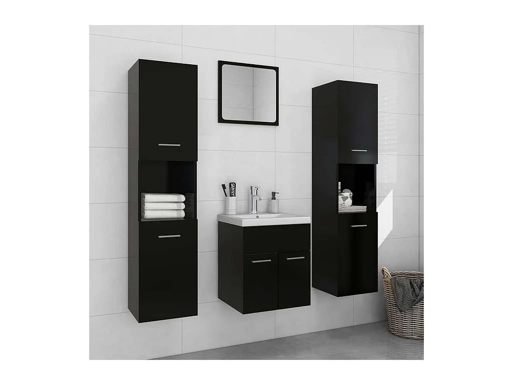 Ensemble de meubles de salle de bain Noir Aggloméré
