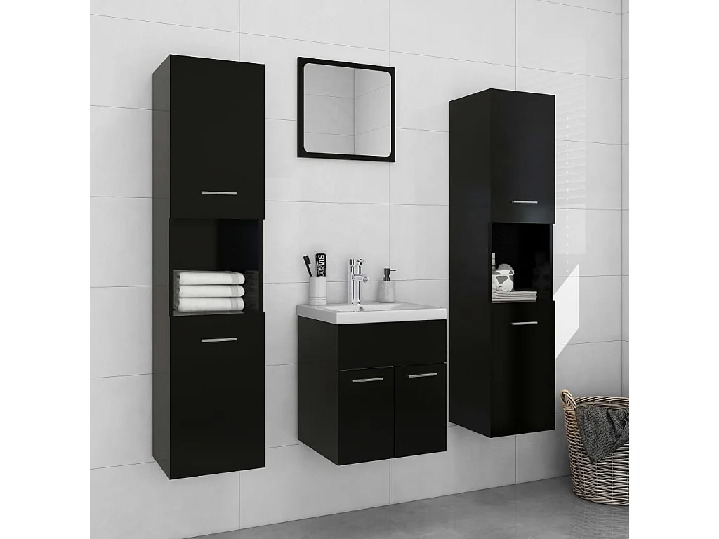 Set di mobili da bagno in truciolare nero