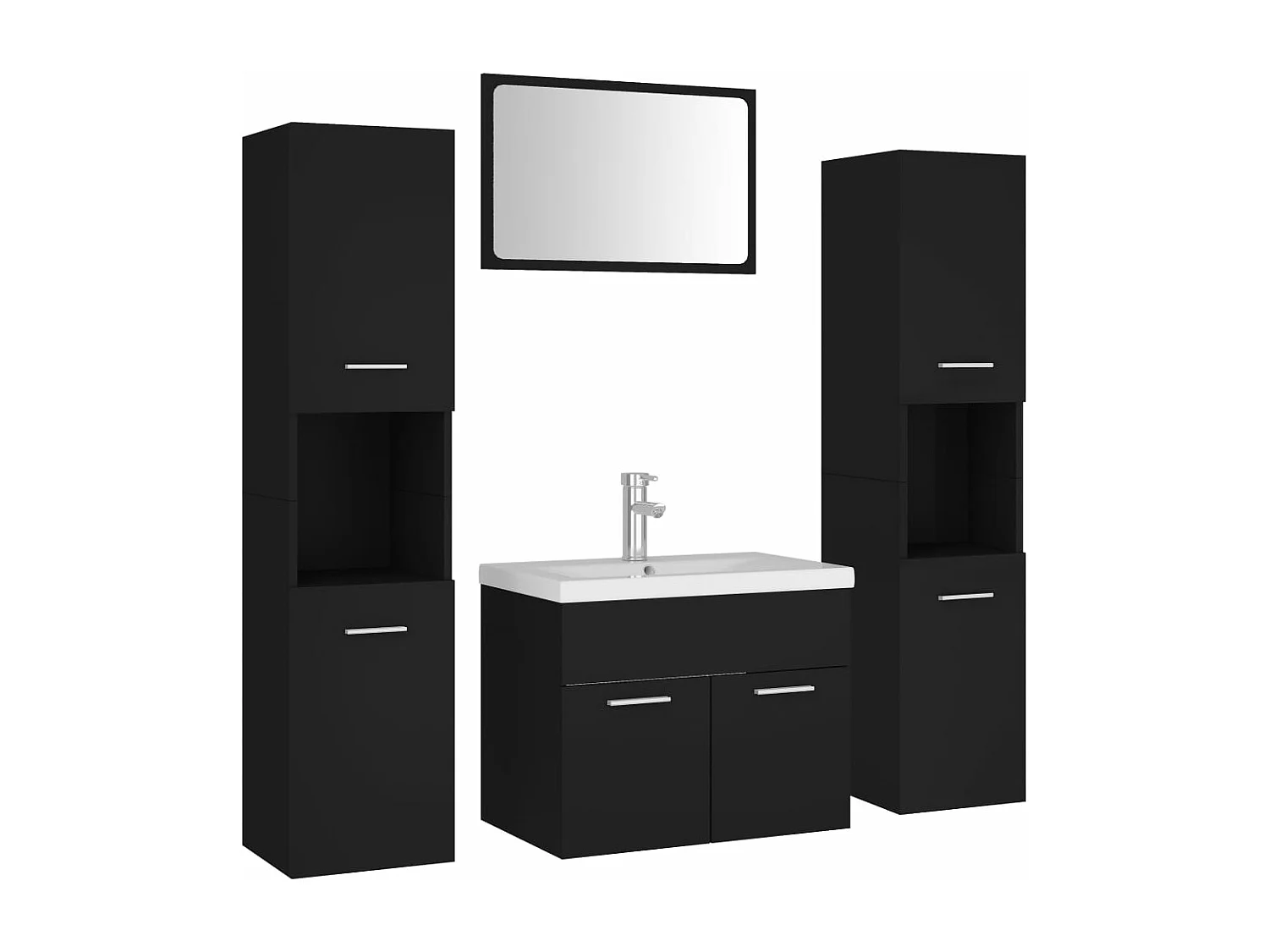 Ensemble de meubles de salle de bain Noir Aggloméré