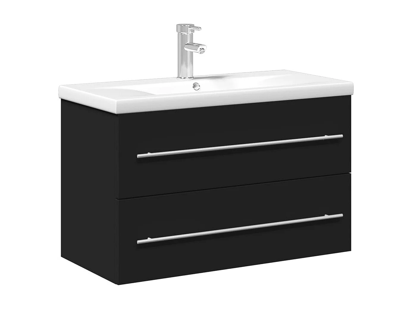 Armoire lavabo de salle de bain avec bassin intégré noir