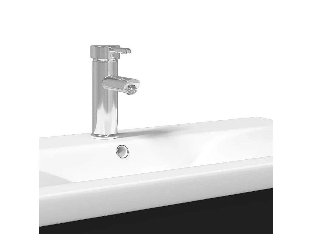 Armoire lavabo de salle de bain avec bassin intégré noir