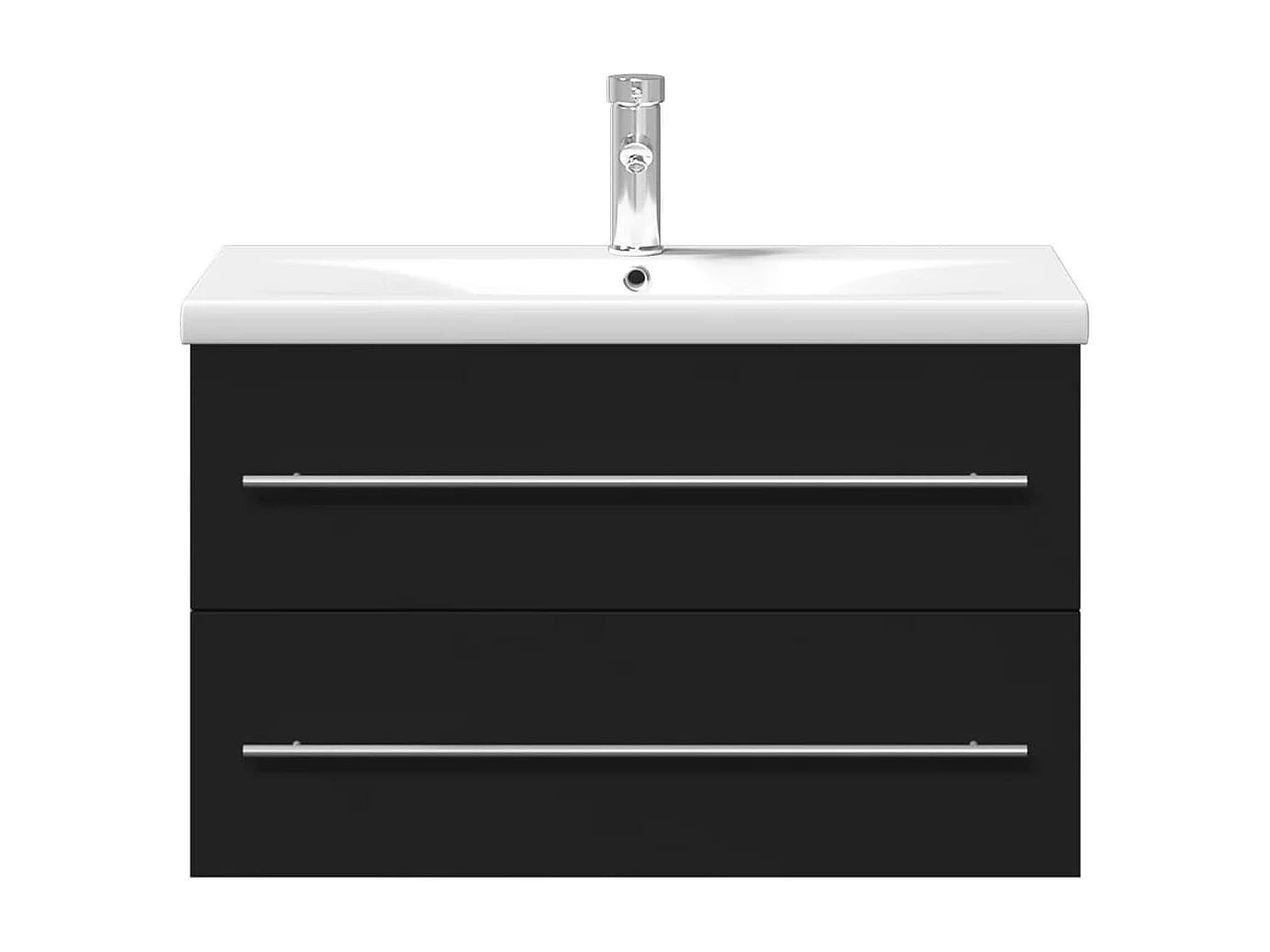 Armoire lavabo de salle de bain avec bassin intégré noir