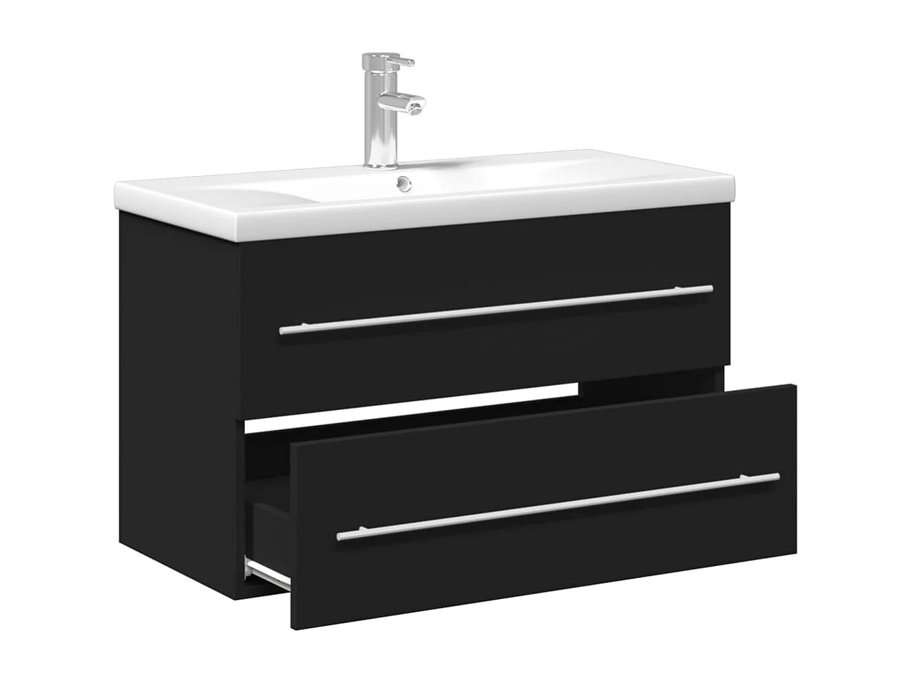 Armoire lavabo de salle de bain avec bassin intégré noir