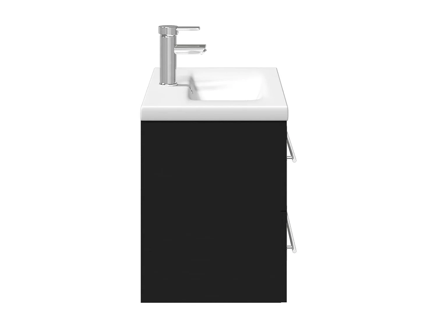 Armoire lavabo de salle de bain avec bassin intégré noir