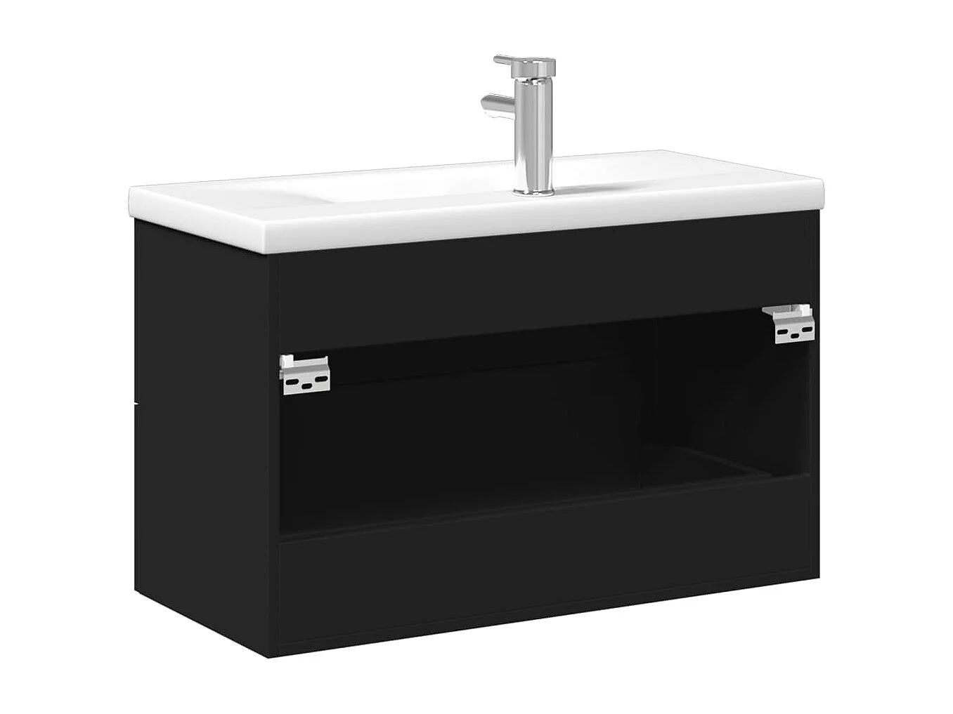 Armoire lavabo de salle de bain avec bassin intégré noir