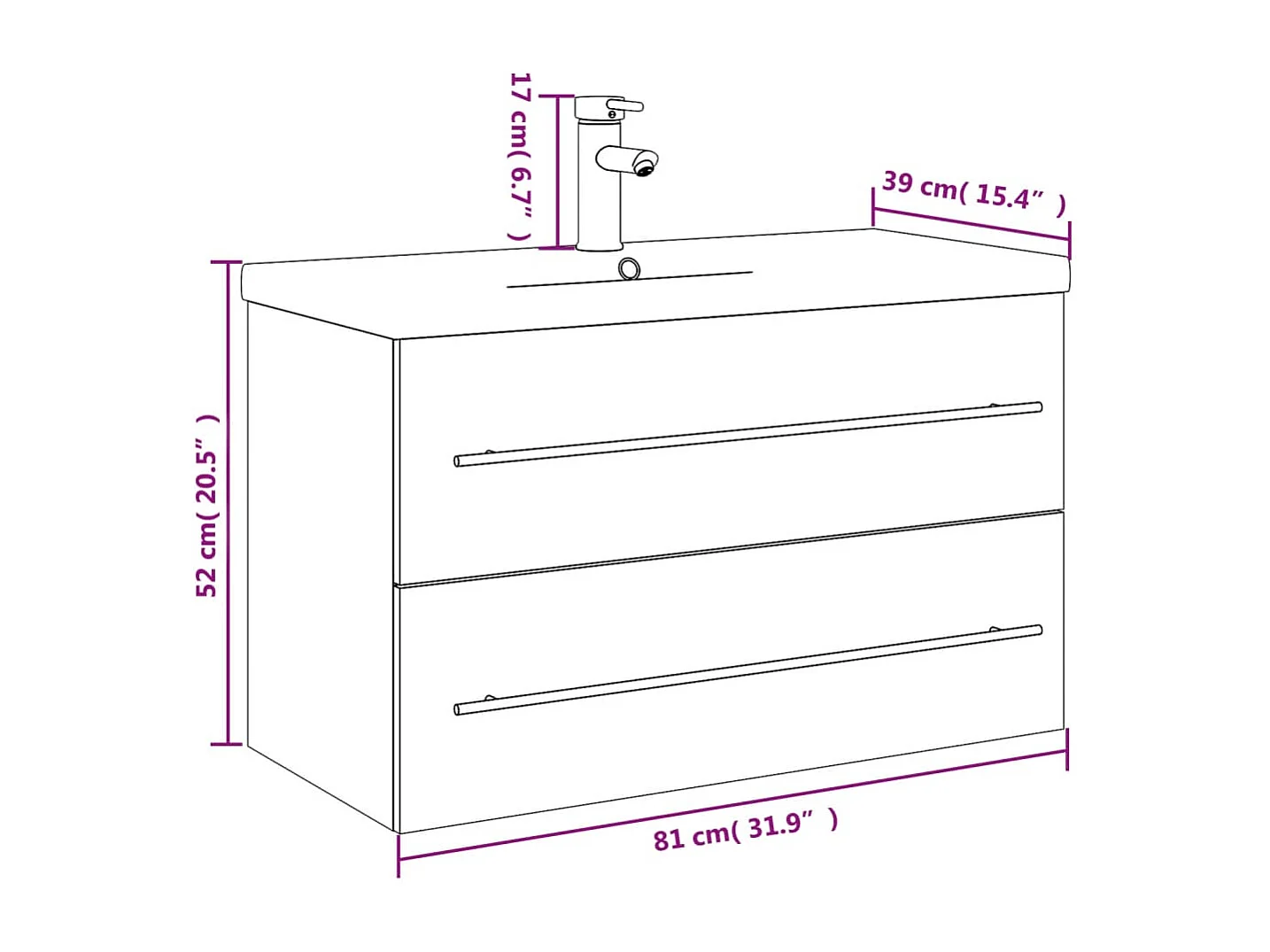 Armoire lavabo de salle de bain avec bassin intégré noir