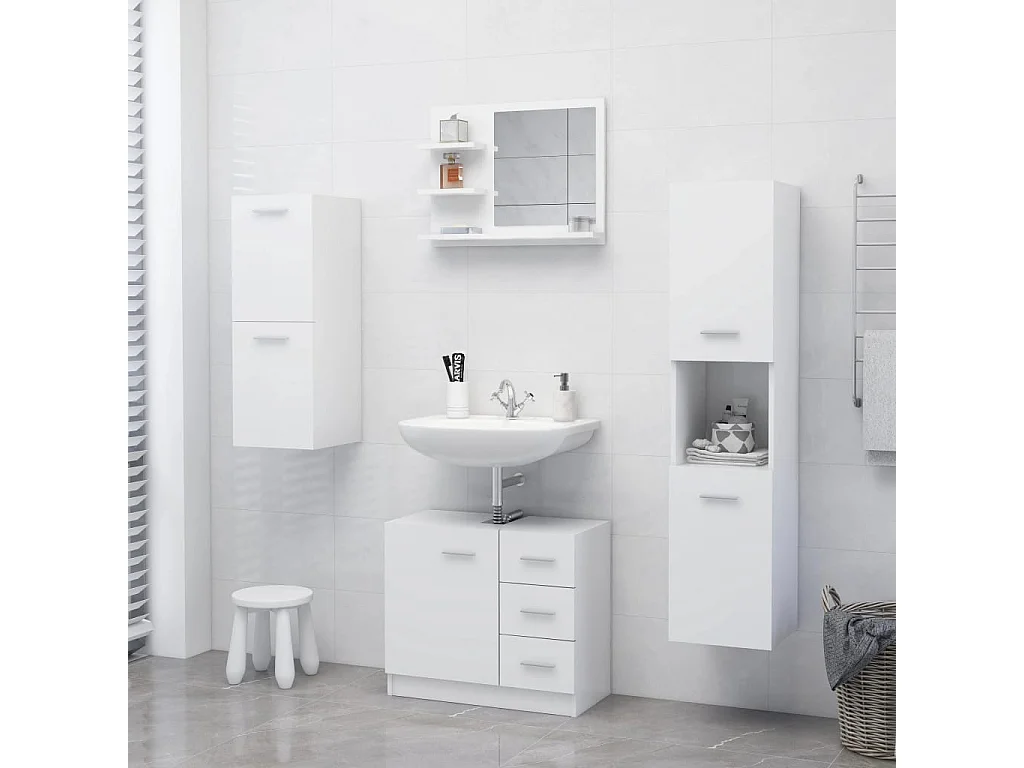 Espelho de casa de banho 60x10,5x45 cm contraplacado branco