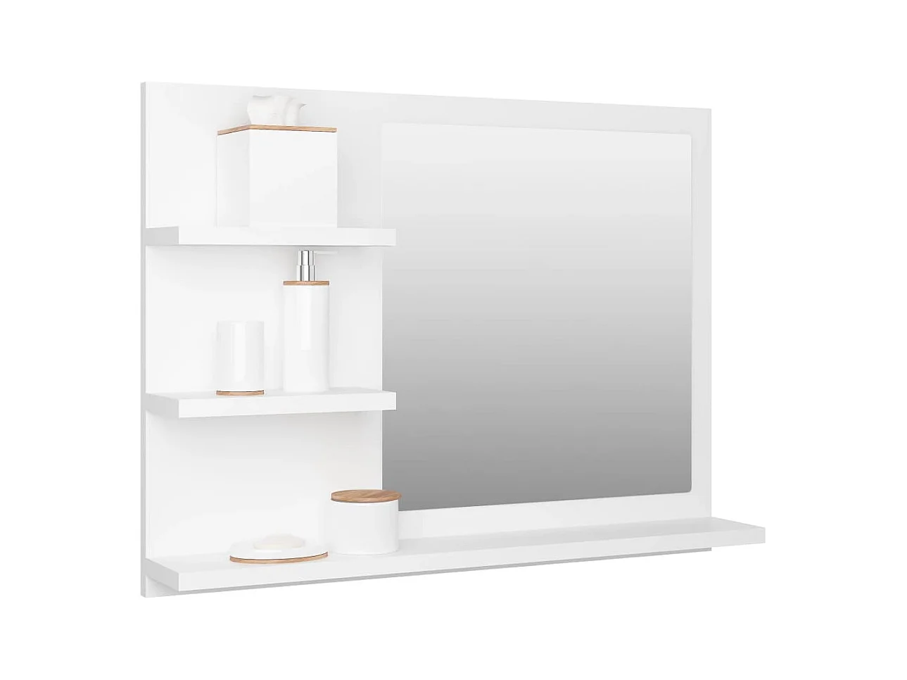 Specchio da Bagno Bianco 60x10,5x45 cm in Legno Multistrato