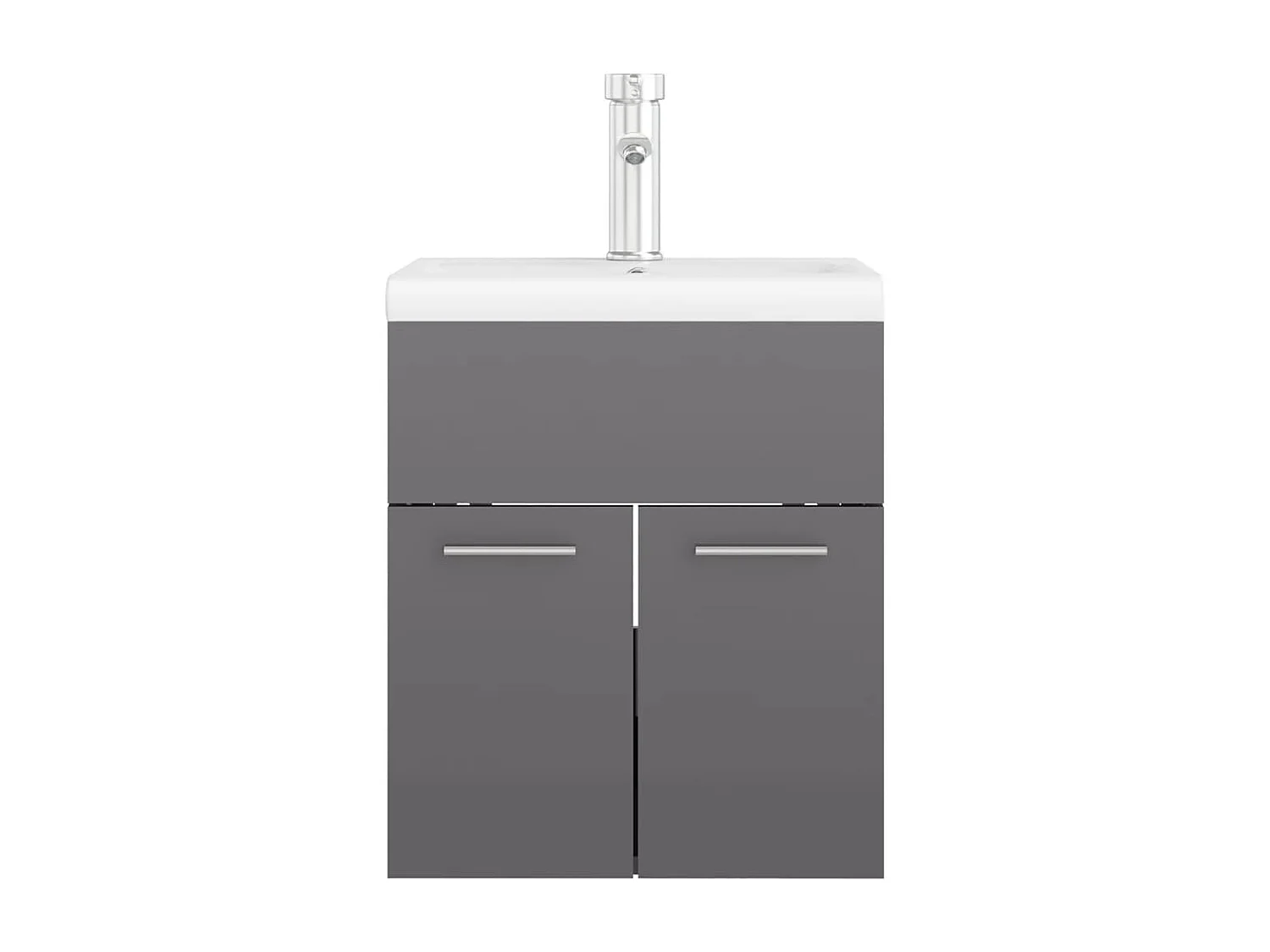 Armoire d'évier lavabo intégré gris brillant bois d'ingénierie