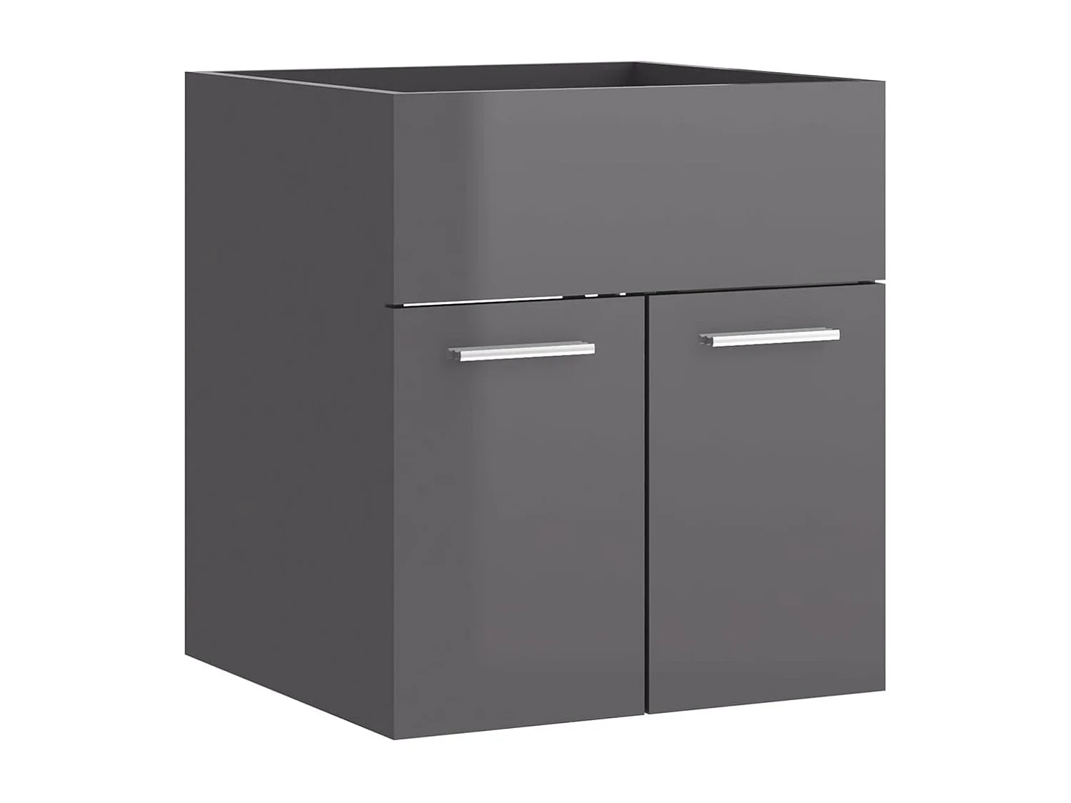 Armoire d'évier lavabo intégré gris brillant bois d'ingénierie