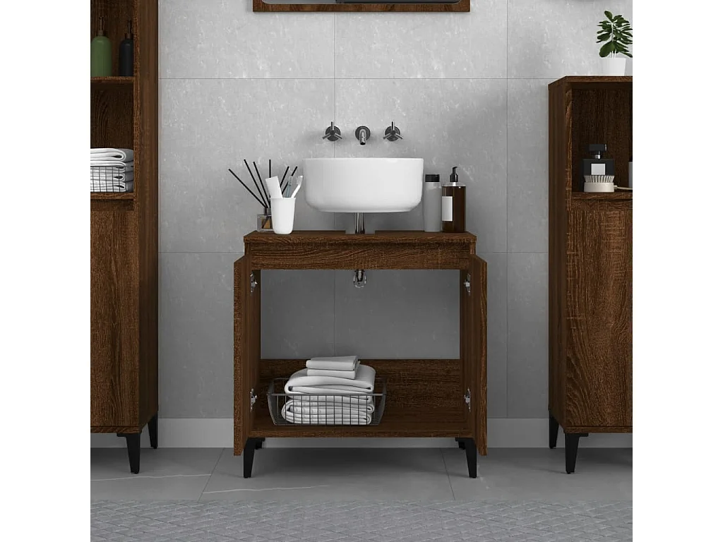 Mobile Lavabo Rovere Marrone 58x33x60 cm in Legno Multistrato
