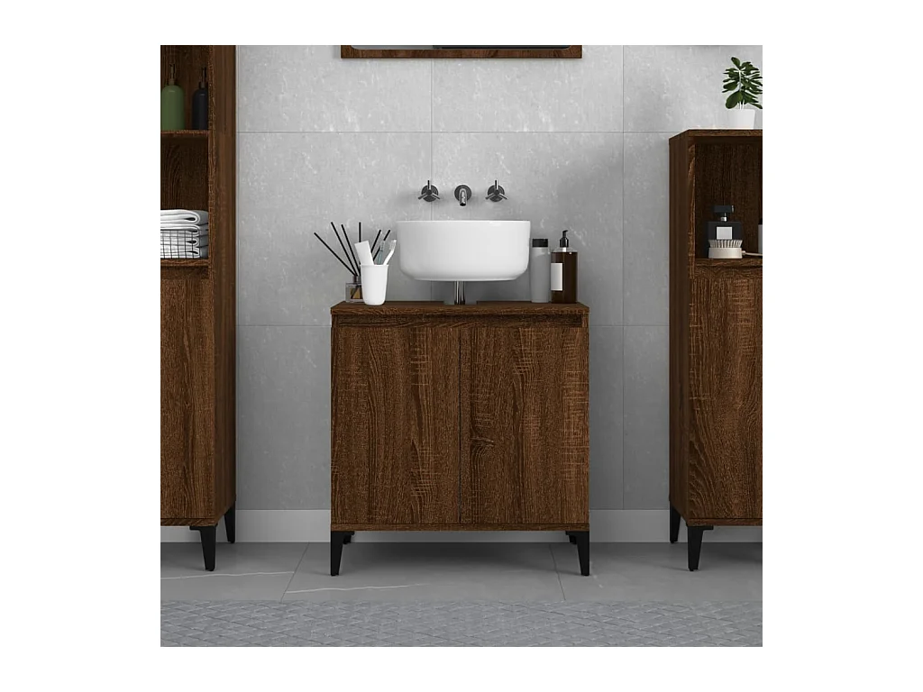 Meuble d'évier chêne marron 58x33x60 cm bois d'ingénierie