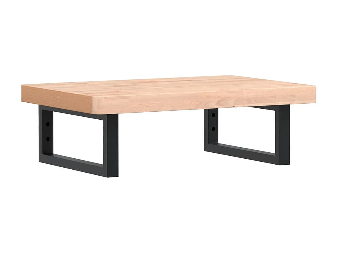 Waschbeckenregal Wandmontage Stahl und Massivholz Buche