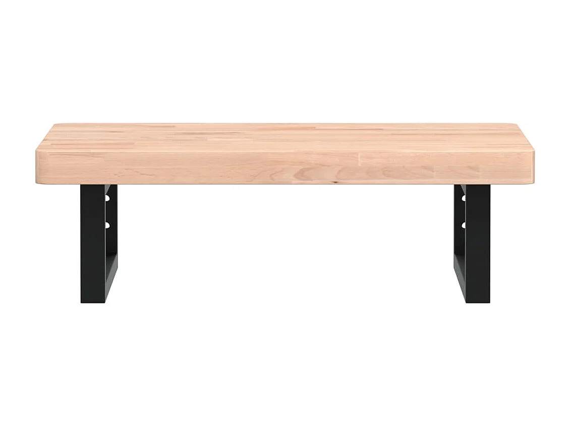 Waschbeckenregal Wandmontage Stahl und Massivholz Buche