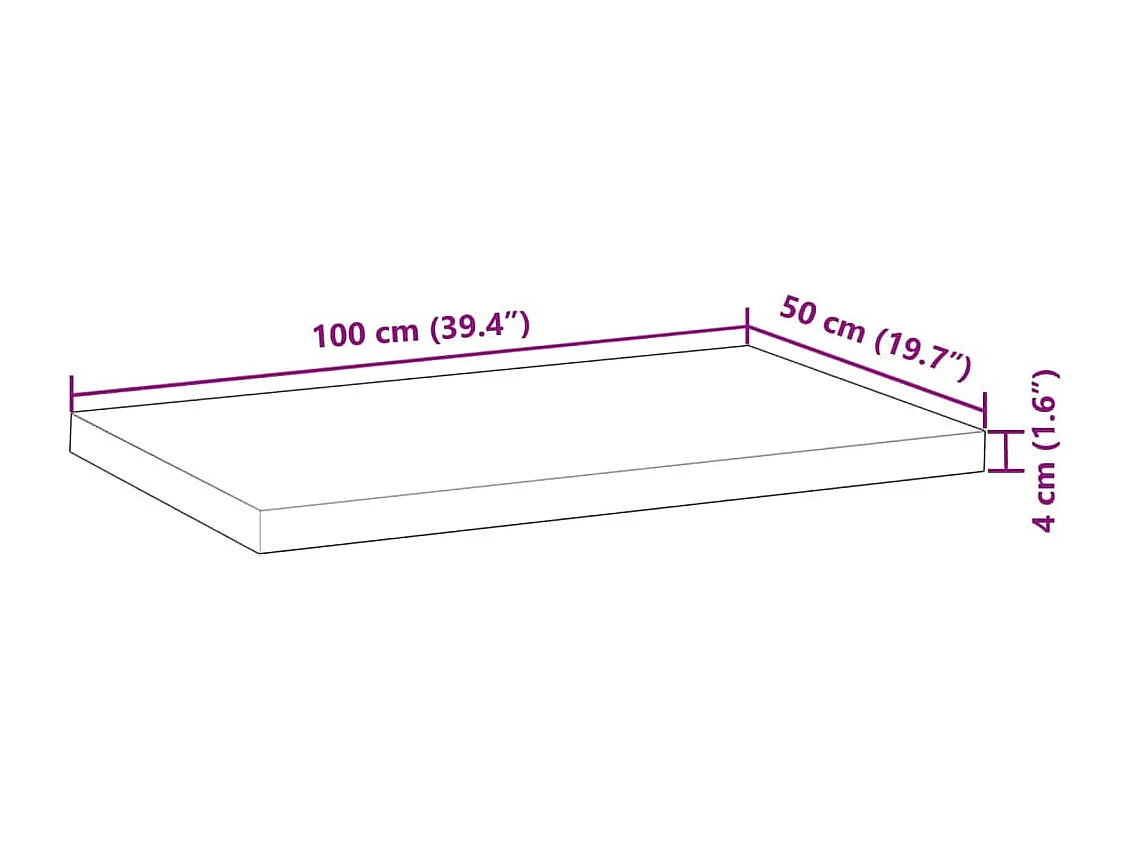 Piano da Bagno Finitura a Olio 100x50x4 cm in Legno di Acacia