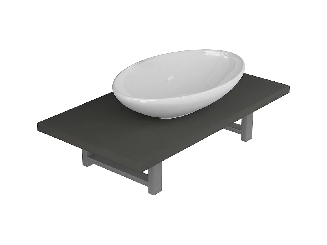 Mobile da bagno due pezzi in ceramica grigia