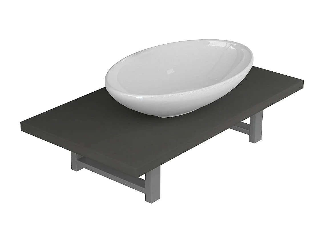 Meuble de salle de bain en deux pièces Céramique Gris