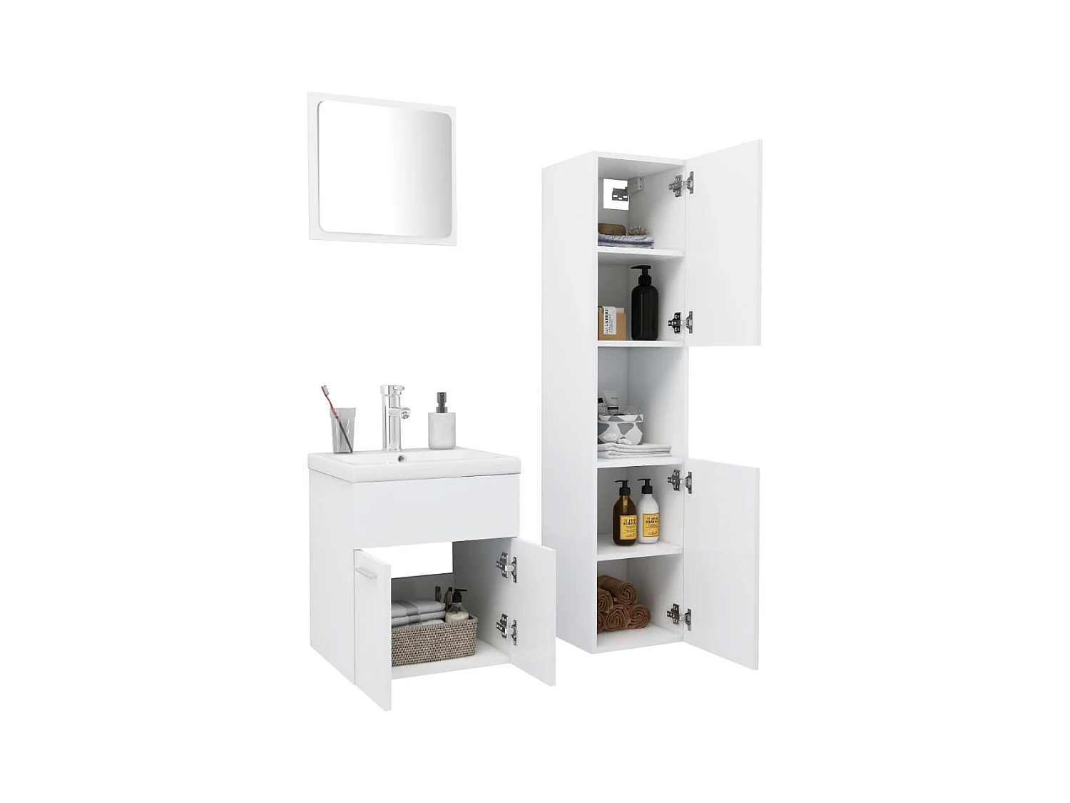 Ensemble de meubles de salle de bain Blanc Aggloméré