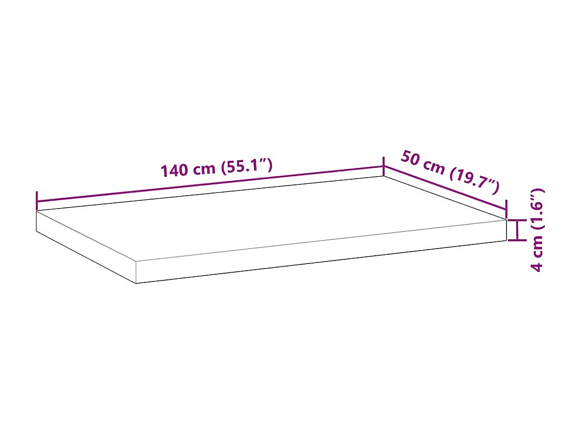 Waschtischplatte Unbehandelt 140x50x4 cm Massivholz Akazie