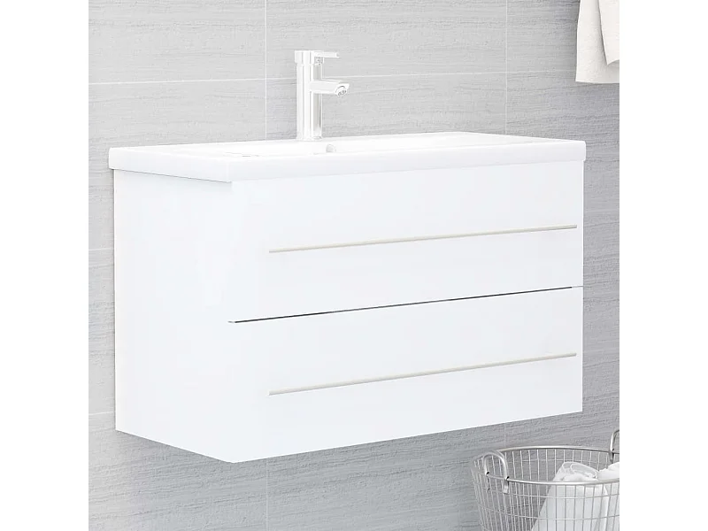 Mobile con Lavabo Integrato Bianco in Legno Multistrato