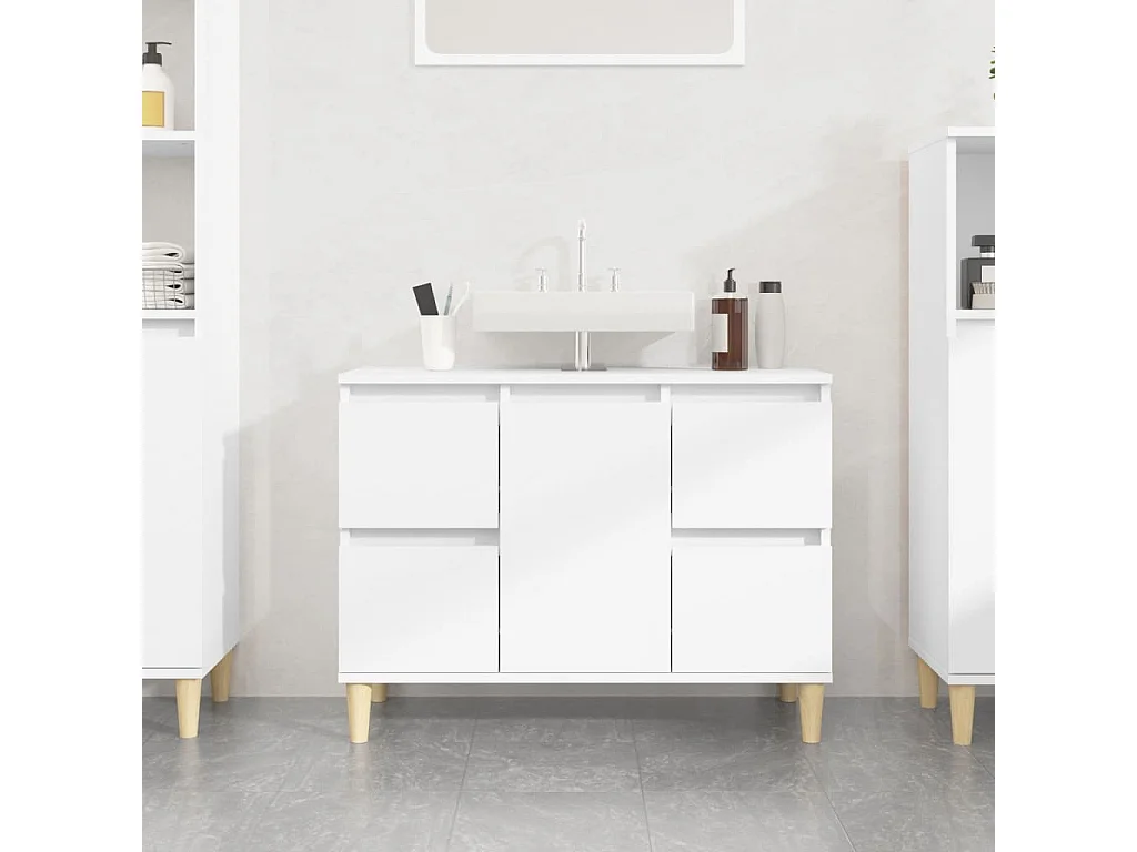 Armário de lavatório 80x33x60 cm derivados de madeira branco