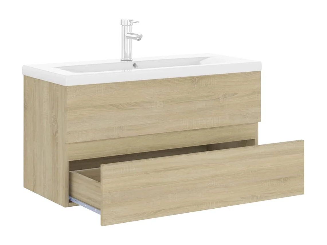 Mobile con Lavabo Integrato Rovere Sonoma in Legno Multistrato