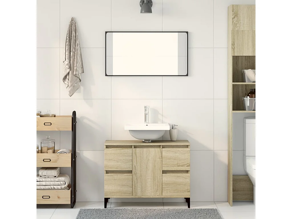 Meuble d'évier chêne sonoma 80x33x60 cm bois d'ingénierie