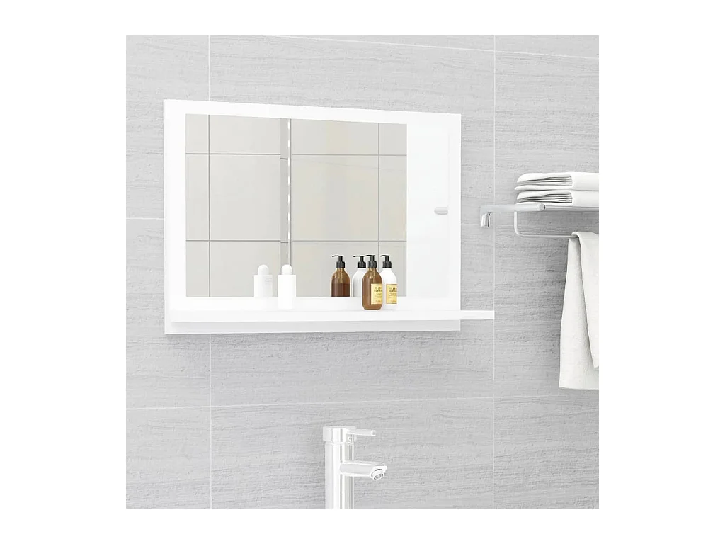 Miroir de salle de bain Blanc 60x10,5x37 cm Bois d’ingénierie