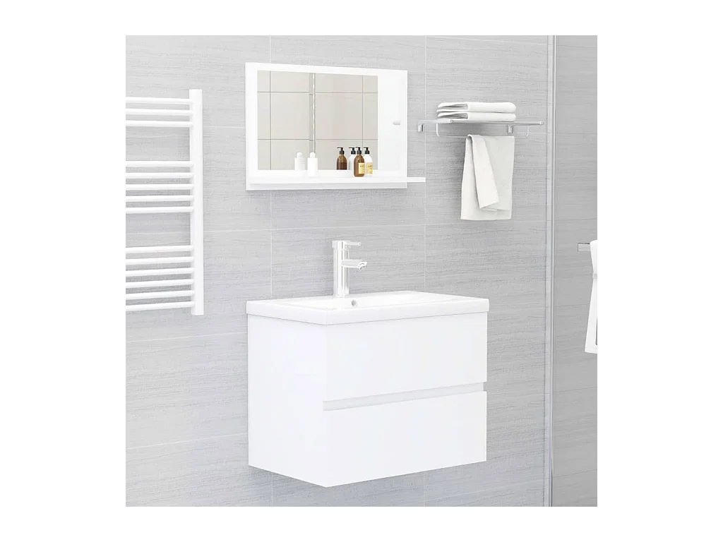 Miroir de salle de bain Blanc 60x10,5x37 cm Bois d’ingénierie