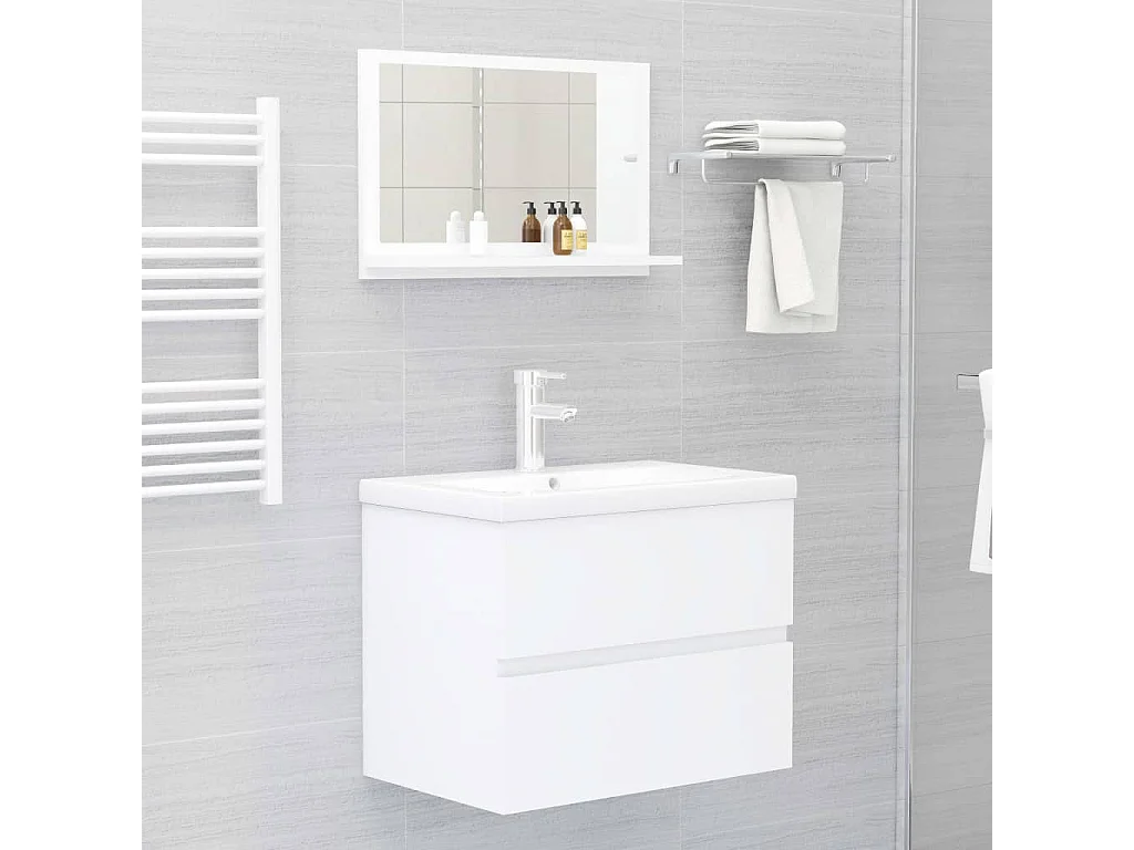 Miroir de salle de bain Blanc 60x10,5x37 cm Bois d’ingénierie