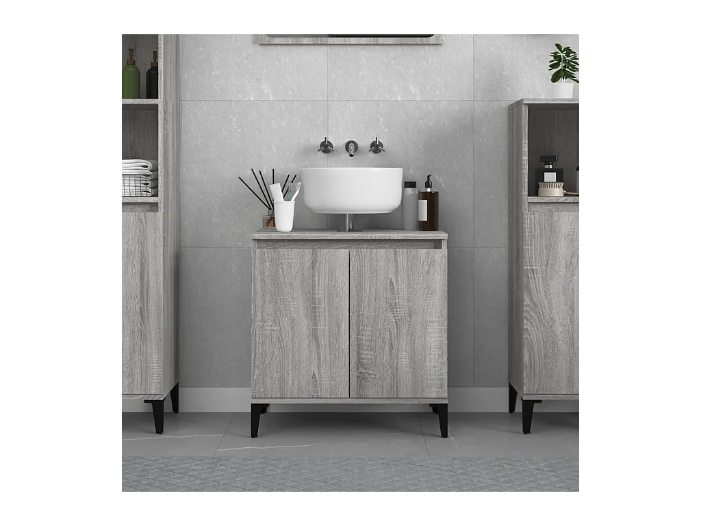 Waschbeckenunterschrank Grau Sonoma 58x33x60 cm Holzwerkstoff