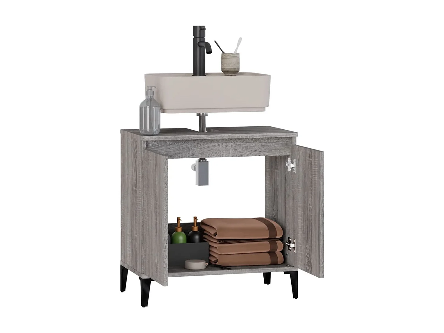 Mobile Lavabo Grigio Sonoma 58x33x60 cm in Legno Multistrato