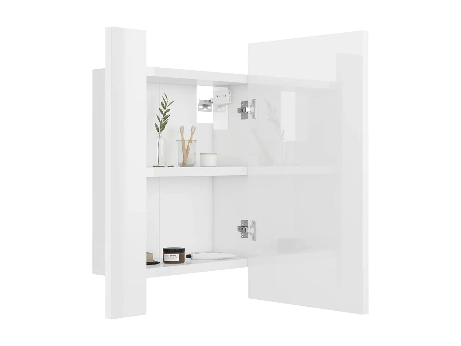 Armoire à miroir de bain à LED Blanc brillant Acrylique