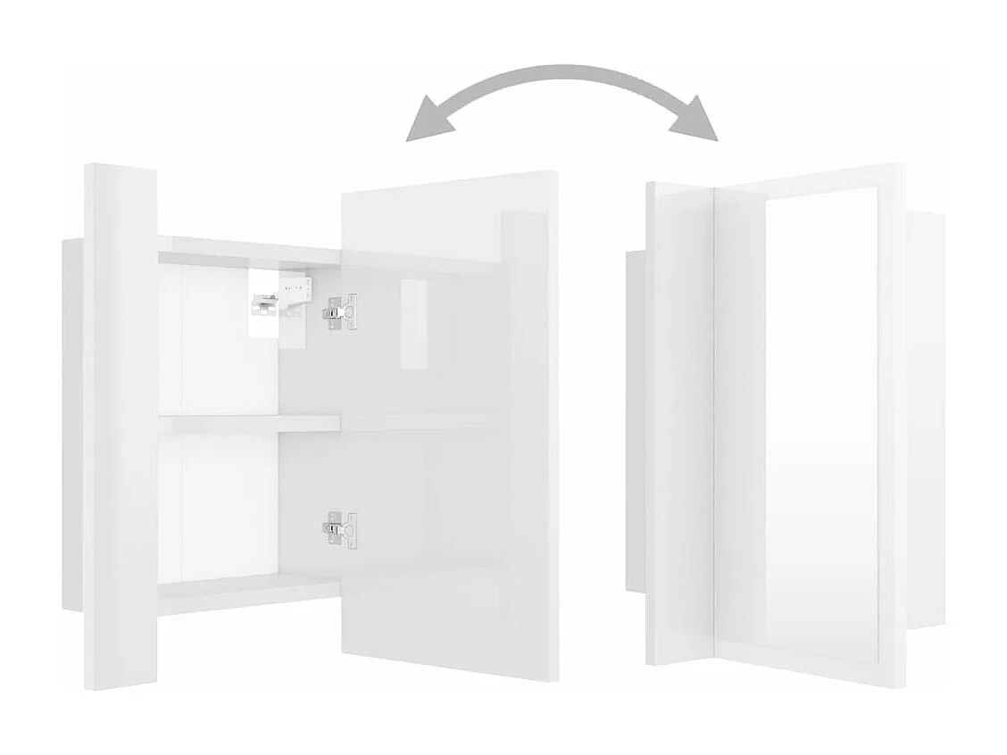 Armoire à miroir de bain à LED Blanc brillant Acrylique