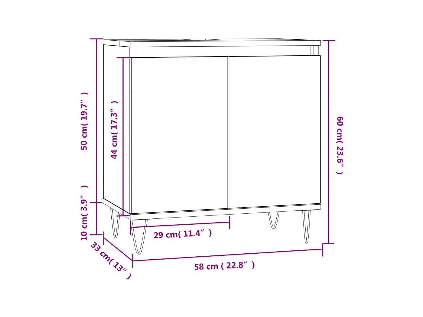 Badkamerkast 58x33x60 cm bewerkt hout gerookt eikenkleurig
