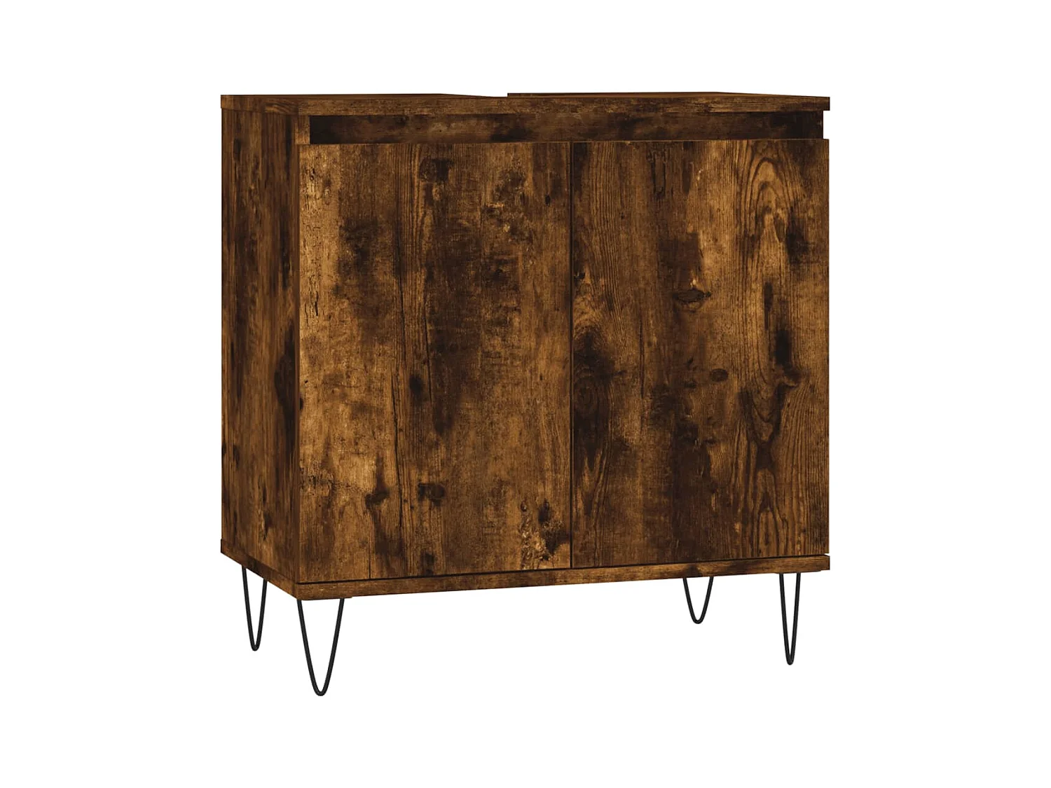 Badkamerkast 58x33x60 cm bewerkt hout gerookt eikenkleurig