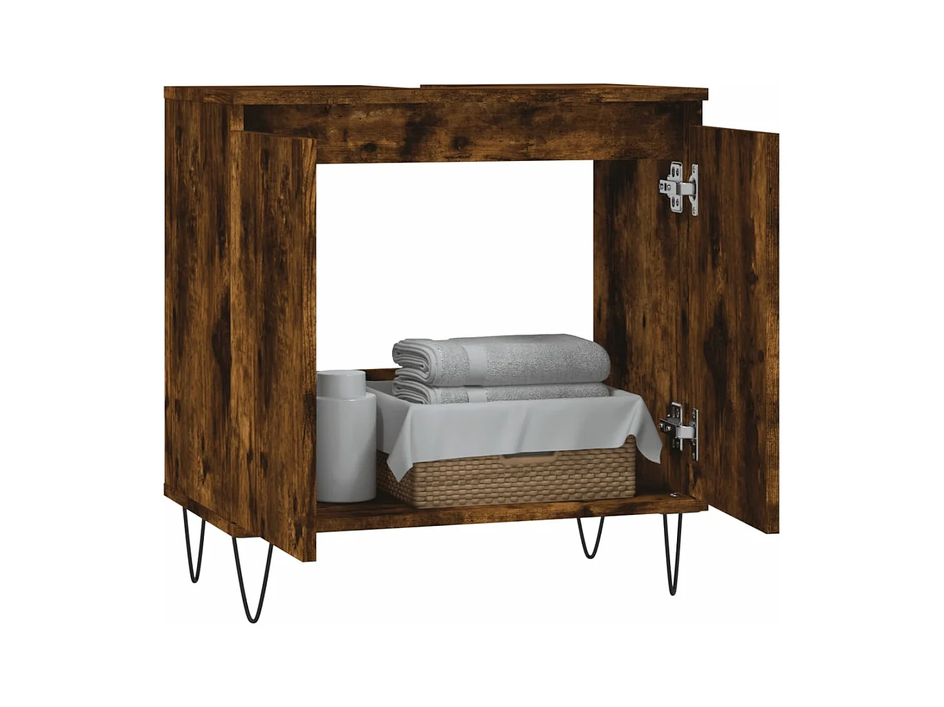 Badkamerkast 58x33x60 cm bewerkt hout gerookt eikenkleurig