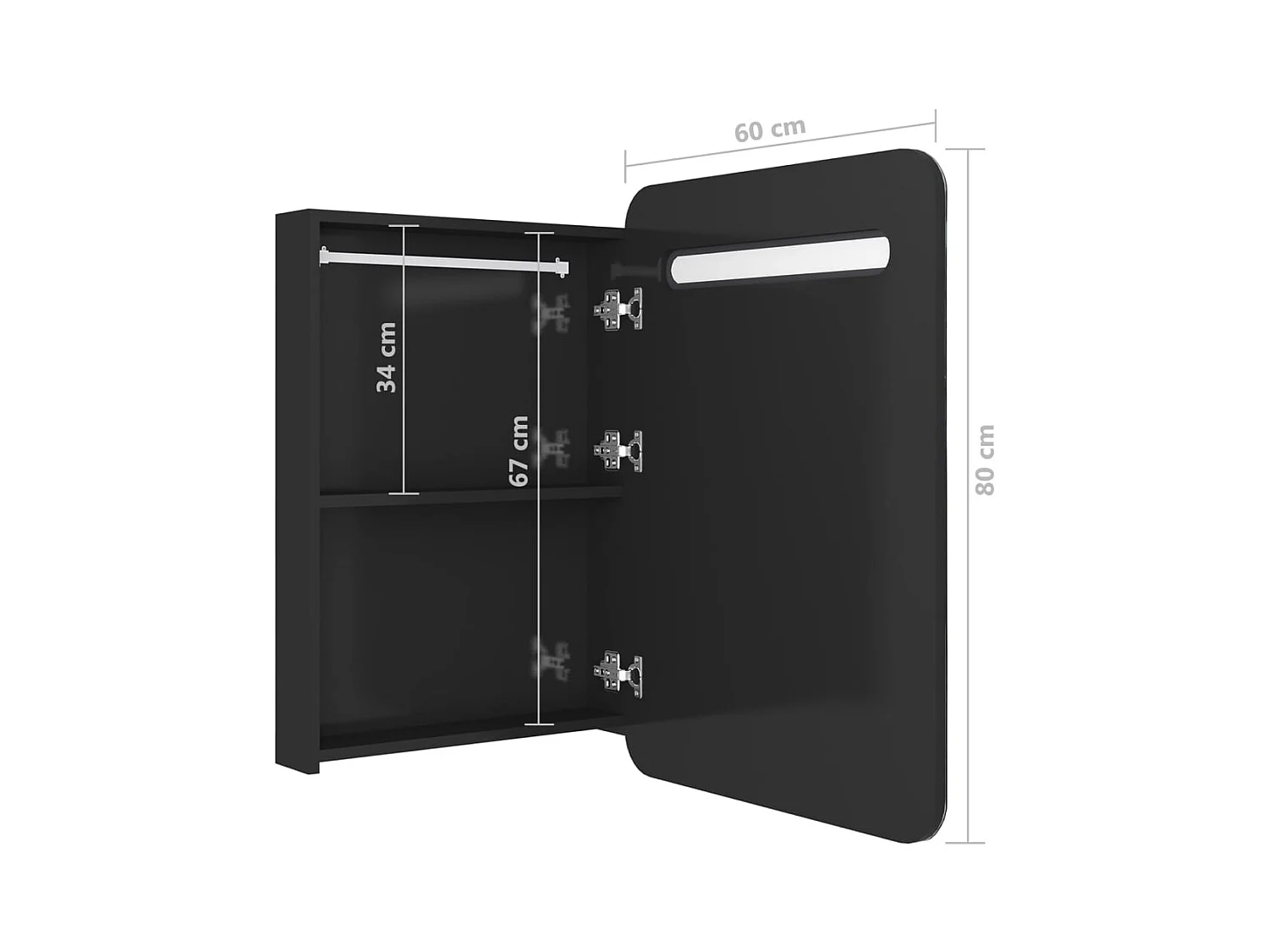 LED-Bad-Spiegelschrank Glänzendes Schwarz 60x11x80 cm