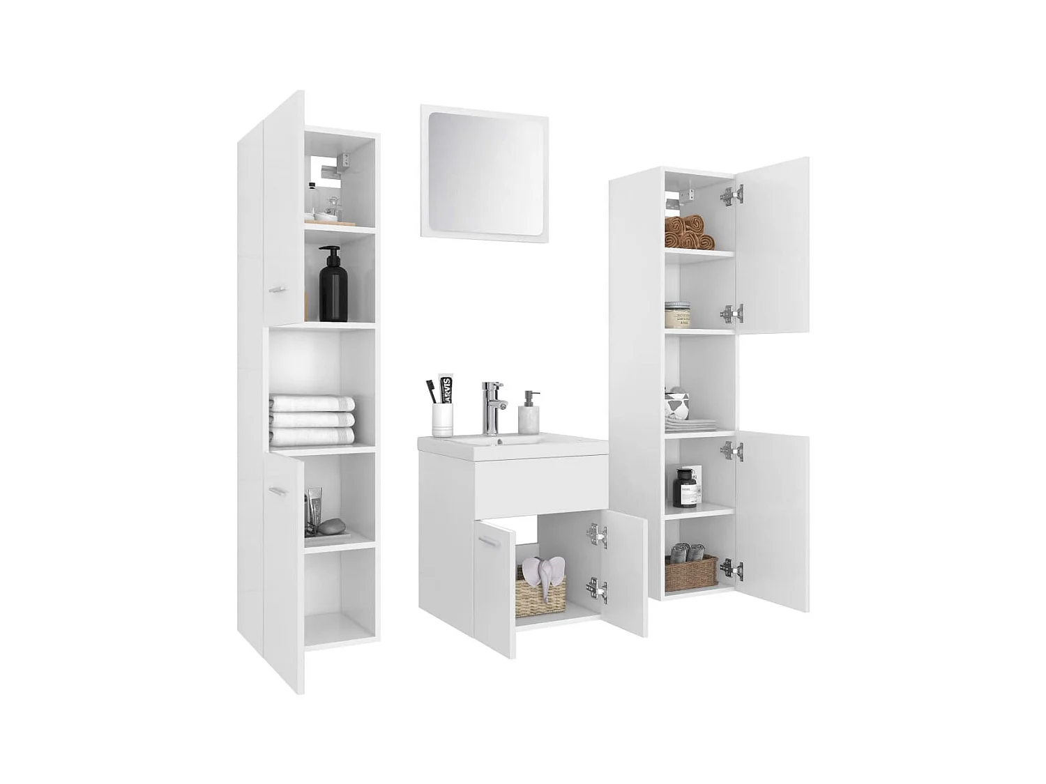 Ensemble de meubles de salle de bain Blanc Aggloméré