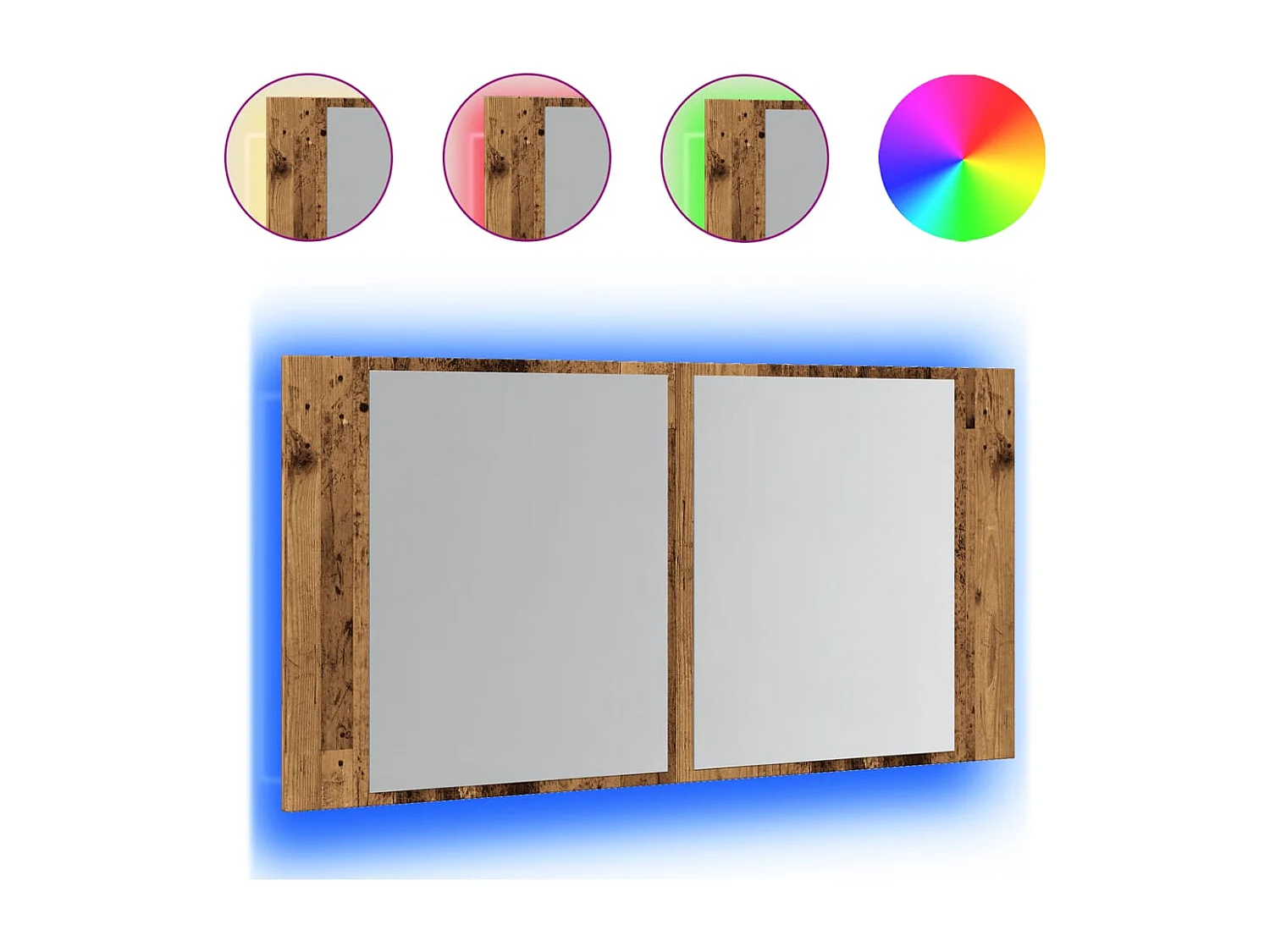 Armoire à miroir LED vieux bois 90x12x45 cm bois d'ingénierie