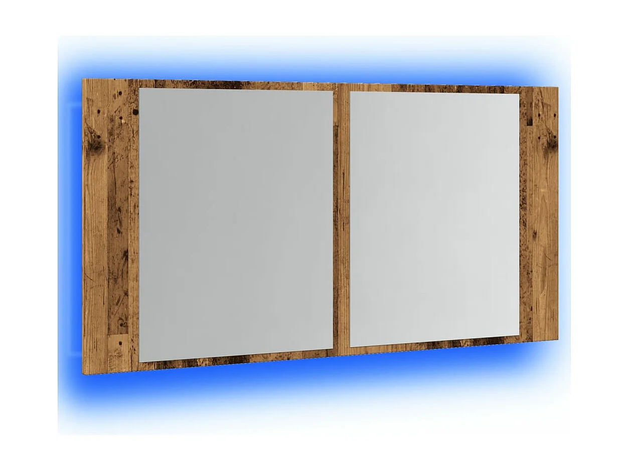 Armoire à miroir LED vieux bois 90x12x45 cm bois d'ingénierie
