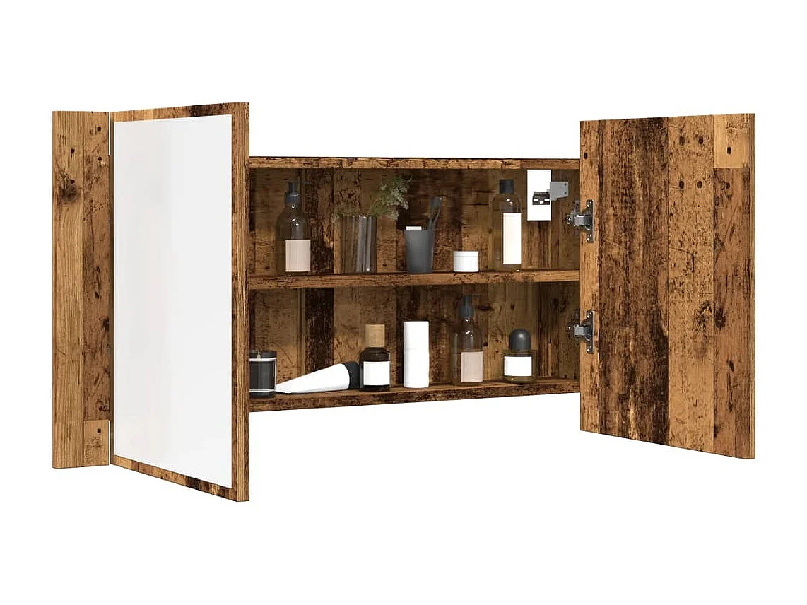 Armoire à miroir LED vieux bois 90x12x45 cm bois d'ingénierie