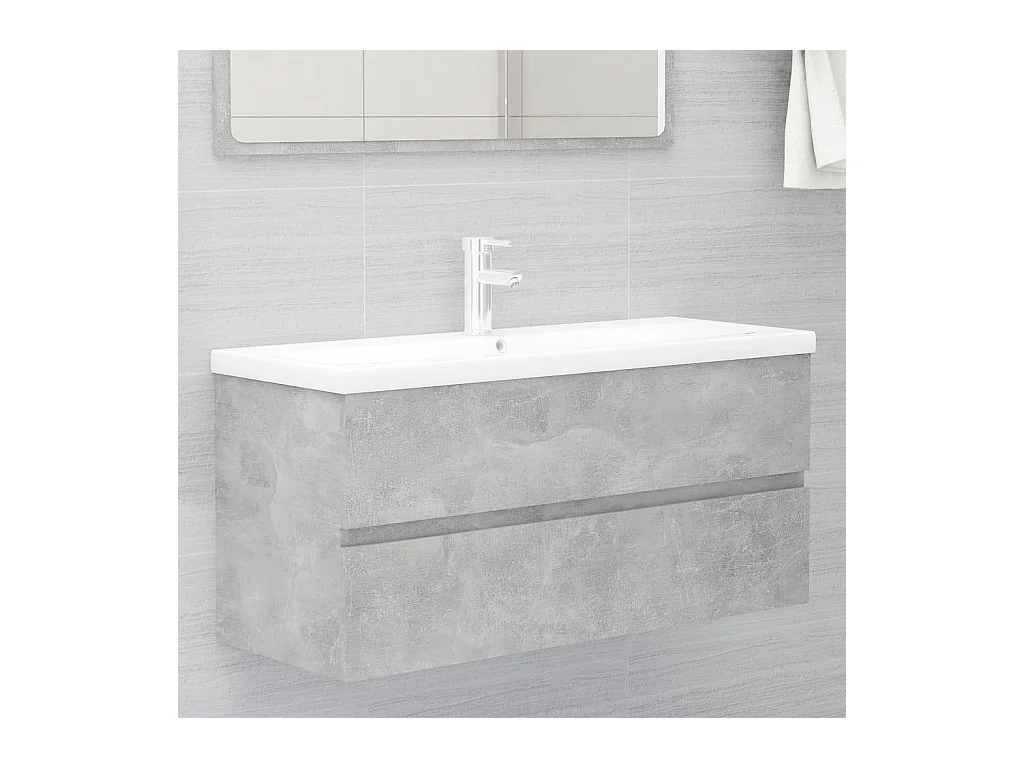 Mobile con Lavabo Integrato Grigio Cemento in Legno Multistrato
