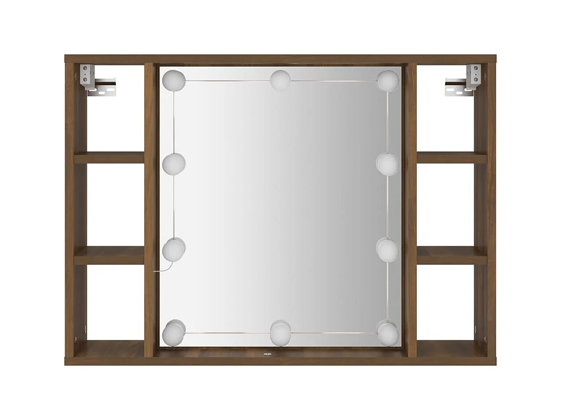 Spiegelkast met LED-verlichting 76x15x55 cm bruin eikenkleur